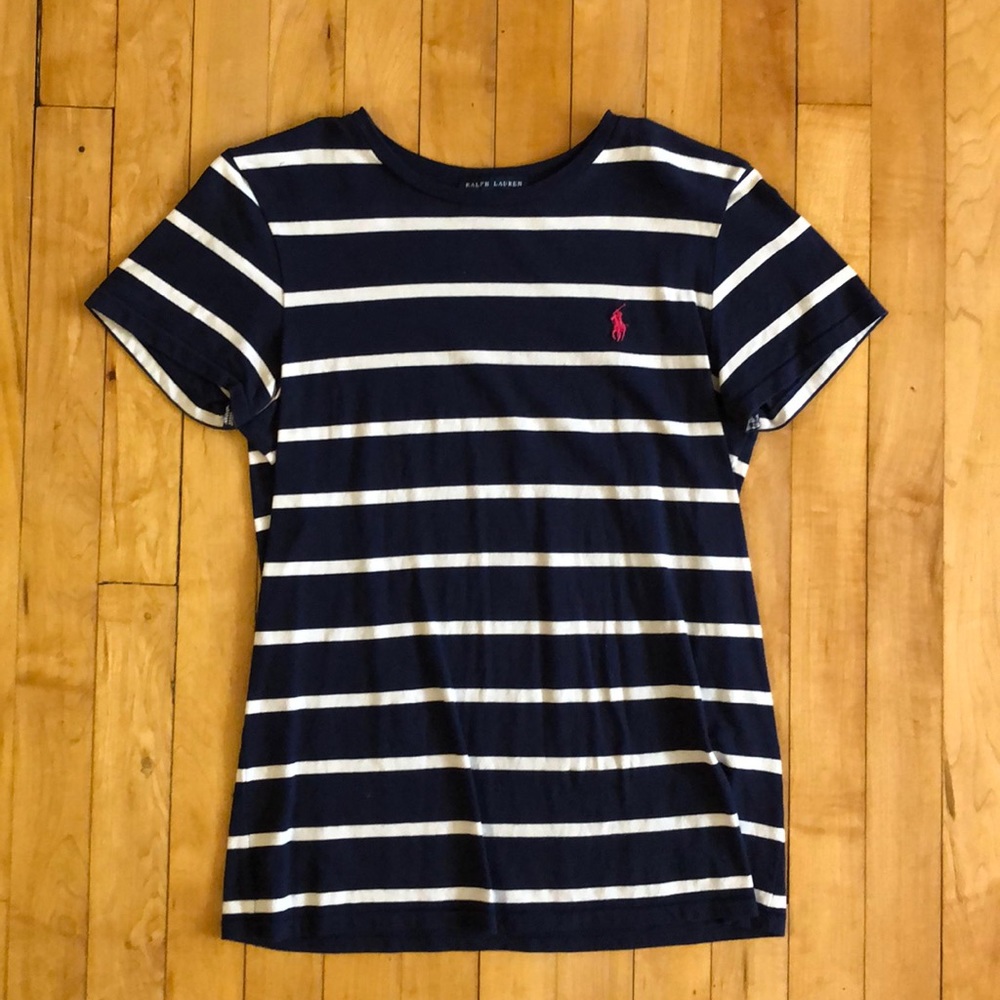 Polo Ralph Lauren navy & white stripped tshirt
